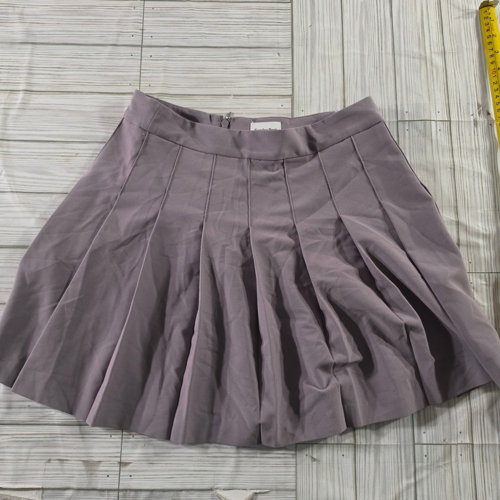 Sunday Best Aritzia Olive Skirt Purple Mauve Pleated Mini Skirt Size 4